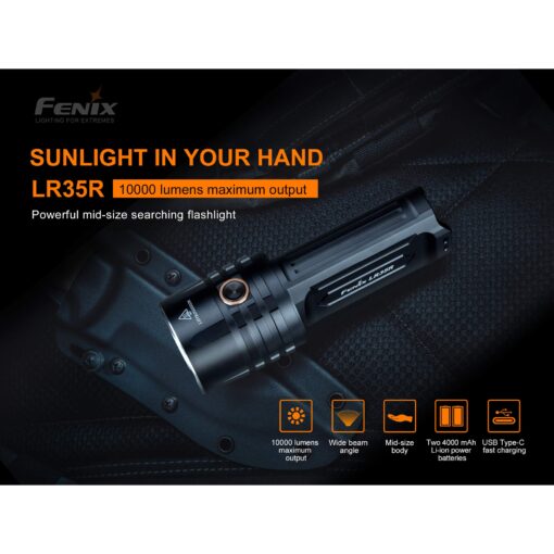 Fenix LR35R Super Bright Rechargeable Flashlight, 10000 Lumen Long Throw and High Lumen with Batteries and Lumentac Organizer - Image 6