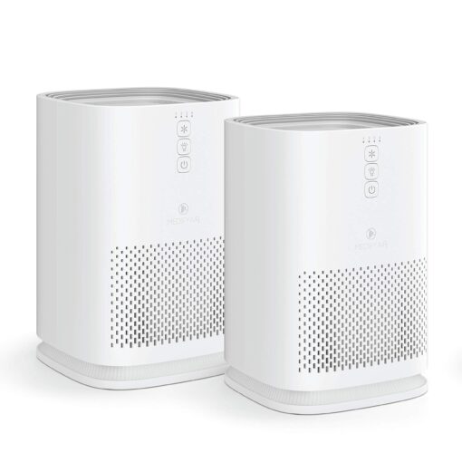 Medify MA-14 Air Purifier with True HEPA H13 Filter 428 ft² per Hour for Smoke, Odors, Pollen | Removal to 0.1 Microns White, 2-Pack