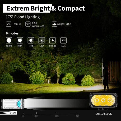 WUBEN X2 1,800 High Lumens Outdoor Pocket Flashlight 90+ High CRI, 175° Floodlighting Mini Rechargeable Flashlight for EDC, Camping, Night Walk, Emergency with 6 Light Modes, Type-C Charging Lanyard - Image 9