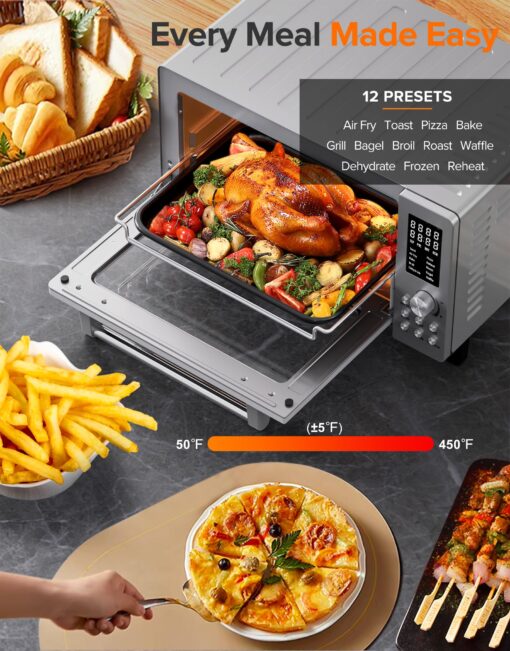 Nuwave Bravo Pro Smart 21QT Toaster Oven Air Fryer Combo, Convection Oven Countertop, 10 functions all in 1, with even & quick crisp technology, 50-450°F, 1800W, Stainless Steel - Image 6