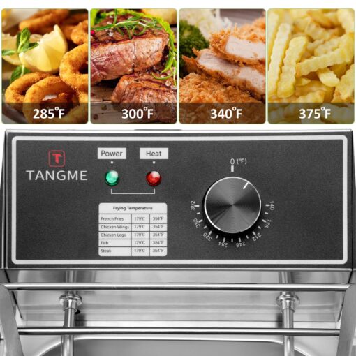Commercial Deep Fryer, 3400W Electric Deep Fryers with 2x6.35QT Baskets 0.8mm Thickened Stainless Steel Countertop Oil Fryer 20.7QT Large Capacity with Temperature Limiter (12L) - Image 4