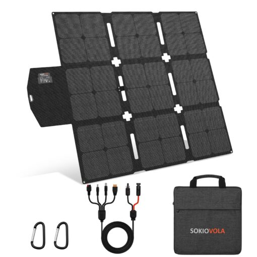 SOKIOVOLA 120W Portable Solar Panel with MC-4 Connector Foldable Solar Panel for Camping Folding Solar Panel Charger for Portable Power Station Laptops RV
