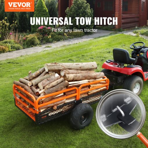 VEVOR ATV UTV Trailer Tow Behind Dump Cart, 1500lbs 15 Cubic Feet, Heavy Duty Yard Garden Trailer Pull Behind Dump Trailer for Lawn Mower Tractor - Image 7