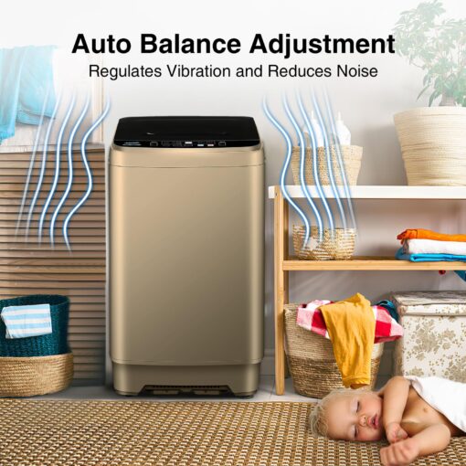 Portable Washing Machine, Full-Automatic Portable Washer 17lbs Compact Wash and Spin Combo with 10 Programs, Portable Washer with Drain Pump, Low Noise Washer for Dorm, Home, Apartment, RV(Gold) - Image 3
