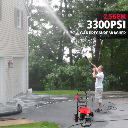 PowerSmart 3500 PSI Gas Pressure Washer with 2.5 GPM Flow Rate, 3800W Power, Onboard Soap Tank, Spray Gun & Wand, and 5-Nozzle Set for Cleaning Cars, Fences, Driveways, Homes, and Patios - Image 2