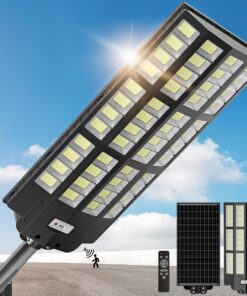 OKPRO 9800W Solar Street Lights Outdoor - 7000K Wide Angle Solar Lights Outdoor with Motion Sensor & Dusk to Dawn, IP66 Waterproof Solar Powered Outdoor Lights for Roadway Yard