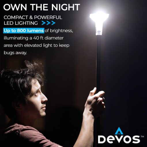 Devos Outdoor | LightRanger 800 Lumen Rechargeable Telescoping LED Lantern | 30 Hour Run Time | Illuminates a 40 Foot Diameter Area | 2 Pack with Padded Case - Image 5