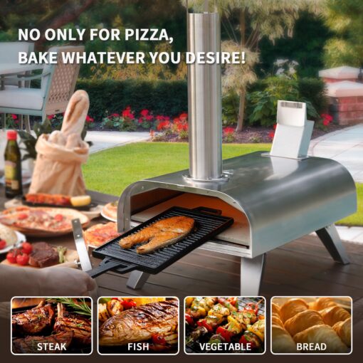 BIG HORN OUTDOORS 12" Multi-Fuel Pizza Oven, Portable Outdoor Pizza Oven, Wood Fired & Propane Gas, Pellet Pizza Maker with Pizza Stone - Image 4