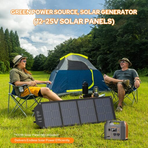 Portable Power Station EnginStar 300W Solar Generator 110V 296Wh Power Bank Two Pure Sine Wave AC Outlet 80000mAh Lithium Battery Pack for Camping Outdoors Trip RV Hunting Vans Emergency Backup - Image 3
