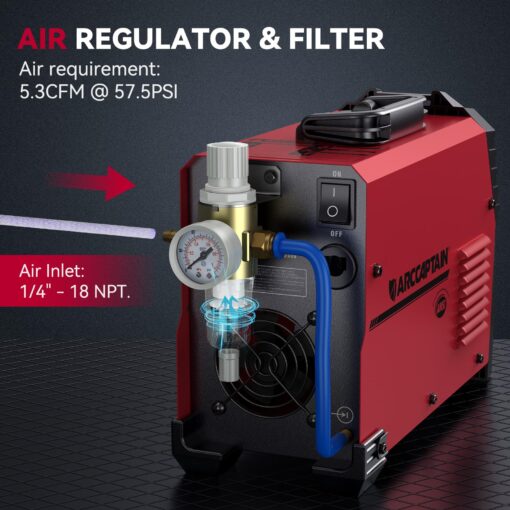 ARCCAPTAIN 55A Plasma Cutter, Non-Touch Pilot ARC High-Frequency Air Plasma Cutting Machine, 110/220V Dual Voltage IGBT Inverter, 1/2" Clean Cut, Post Flow,2T/4T, and 1/4" - 18 NPT, for Beginners DIY - Image 5