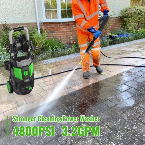 Electric Pressure Washer, 4800PSI Max 3.0 GPM 20FT Hose, 35FT Power Cord 4 Different Tips Foam Cannon Power Washer - Image 6