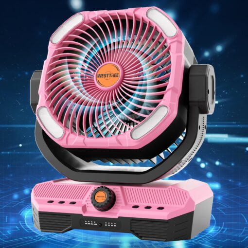 WESTTREE Battery Powered Fan Powerful Airflow Battery Operated Air Circulator Fan for Bedroom,Quiet & 360°Auto Oscillating Rechargeable Camping Fans with LED Light (RGBW) X66 Pink - Image 7