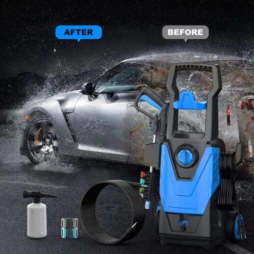 Zelonpro Electric Pressure Washer, 4800PSI 3.2 GPM Power Washer 2025 Upgraded with 55FT Cleaning Range, 4 Nozzles, Foam Cannon, High Pressure Cleaning Machine for Cars, Homes, Patios, Fences, Blue - Image 3