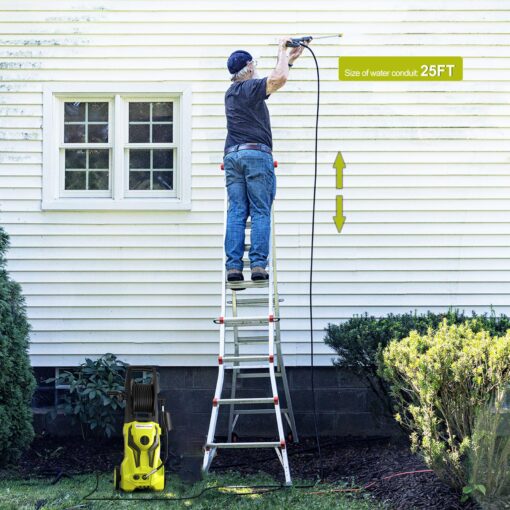 Electric Pressure Washer - 4800PSImax 3.2GPM Power Washer Electric Powered with 25 FT Hose Reel 4 Interchangeable Nozzle & Foam Cannon, for Cars, Patios, and Floor Cleaning, Yellow - Image 2
