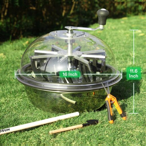 VIVOSUN 16 inch Bud Leaf Bowl Trimmer- Clear Visibility Dome, Sharp Stainless Steel Blades for Spin Cut & Solid Metal Gear Box, Hand Pruner Included (Upgraded Version) - Image 8
