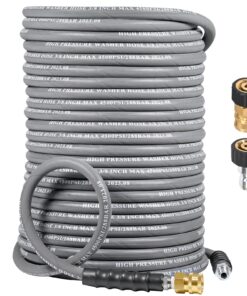 Coyardor 3/8" Pressure Washer Hose 125 FT 4500 PSI, Steel Braided Layer & NonMarking Rubber for Hot/Cold Water High Power Washer Replacement With 3/8 Inch Quick Connect & M22 Fitting, Industrial-grade