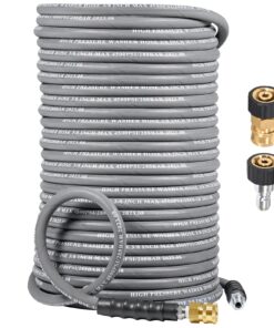 Coyardor 3/8" Pressure Washer Hose 150 FT 4500 PSI, Steel Braided Layer & NonMarking Rubber for Hot/Cold Water High Power Washer Replacement With 3/8 Inch Quick Connect & M22 Fitting, Industrial-grade