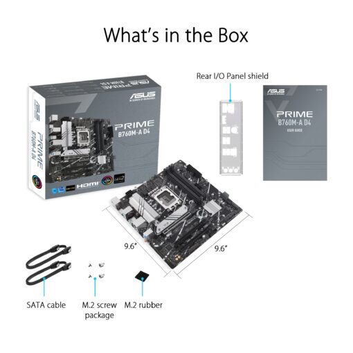 ASUS Prime B760M-A D4 Intel® B760 (LGA 1700)(13th and 12th Gen) mATX Motherboard, PCIe 4.0, 2xM.2 Slots,2.5Gb LAN, DisplayPort,Dual HDMI,Rear USB 3.2 Gen 2, Front 1 Type-C®, Aura Sync - Image 2