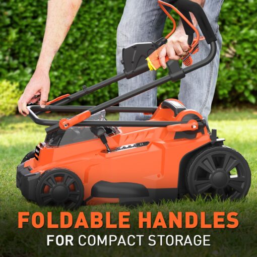 Maxlander Lawn Mowers, 15Inch Electric Lawn Mower Cordless, 40V 2-in-1 Battery Powered Lawn Mower with Brushless Motor, 6-Position Height Adjustment, 2PCS 4.0Ah Batteries and Charger Included - Image 4