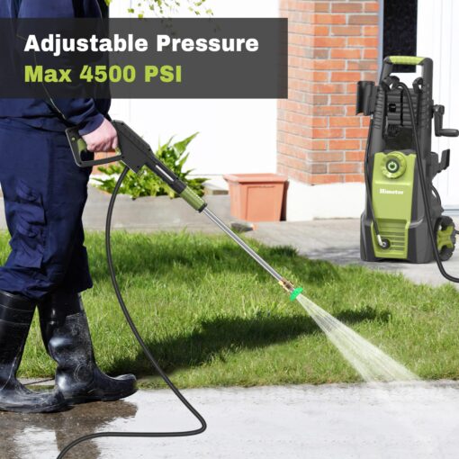 Pressure Washer with Adjustable PSI Switch, 4500PSI Max 3.0 GPM Electric Power Washer with 5 Nozzles & 500ml Foam Cannon, Portable High Pressure Washer for Cars, Fences, Patios and Driveway Cleaning - Image 3