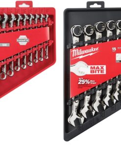 Milwaukee Combination Wrench Sets Bundle - 2 Items - Metric (8mm-22mm) SAE (1/4"-1") 48-22-9415 48-22-9515