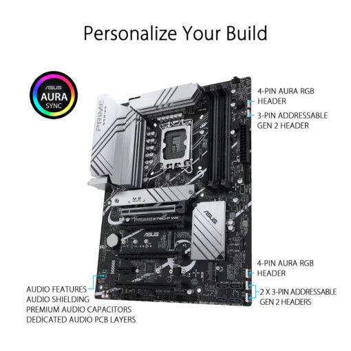Asus Prime PRIME Z790-P WIFI Gaming Desktop Motherboard - Intel Z790 Chipset - Socket LGA-1700 - ATX - Core, Pentium Gold, Celeron Processor Supported - 128 GB DDR5 SDRAM Maximum RAM - DDR5-7200/PC5-5 - Image 5
