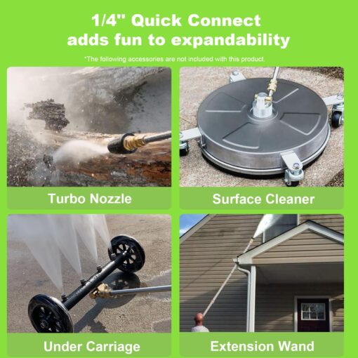 Commowner Electric Pressure Washer 4800 PSI 2.8 GPM Power Washers Electric Powered with 33ft Pressure Hose M22-14mm, 4 Nozzle and Foam Cannon, powerwashers for Home, Cars, Fences, Patio, Green - Image 2
