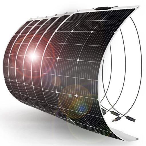 DOKIO Flexible Solar Panel 6x100w(600w) Semi-Flexible Bendable 12V Monocrystalline Off-Grid for RV Boat Cabin Van Car and Caravan RV Boat Camper………