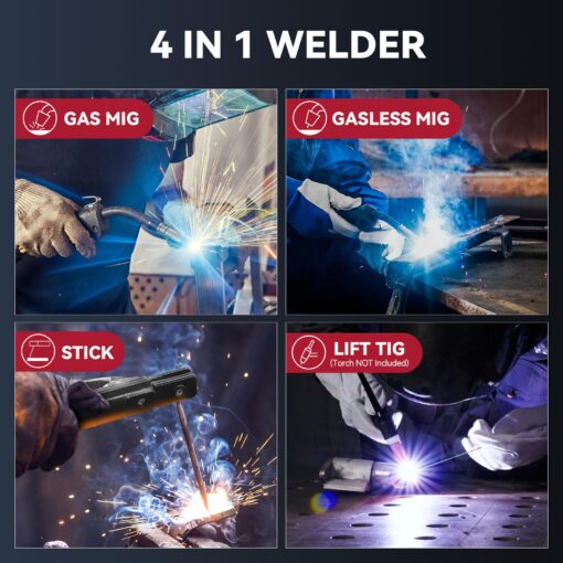 ARCCAPTAIN 160A MIG Welder 110V 220V 4 in 1 Welding Machine Gas MIG, Gasless MIG Flux Core Welder, Lift TIG, MMA Stick Welder, Welder Machine with Synergy for Beginner IGBT Inverter Portable Welder - Image 8
