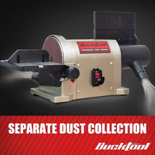 BUCKTOOL 5.0A Belt Disc Sander 4 in x 36 in Belt and 6 in Disc Sander with 3/4HP Direct-drive Motor and Portable Al Base, BD4603 Upgraded Model - Image 3