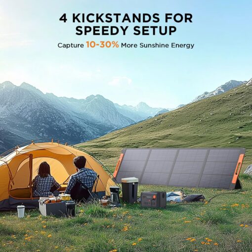 Upgraded 200 Watt Portable Solar Panel for Power Station,20V Foldable Solar Panel with Solar Angle Guide,23.5% High Efficiency IP67 Waterproof 4 Adjustable Kickstands for Camping RV Hurricane Blackout - Image 3