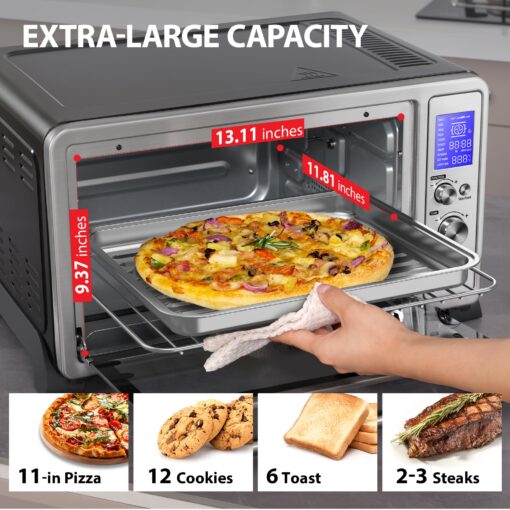 TOSHIBA AC25CEW-SS Large 6-Slice Convection Toaster Oven Countertop, 10-In-One with Toast, Pizza and Rotisserie, 1500W, Stainless Steel, Includes 6 Accessories - Image 4