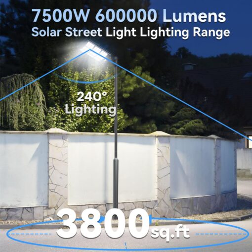 VOOJOY 7500W Solar Street Lights Outdoor, 6500K IP66 Waterproof Solar Security Flood Lights, Commercial LED Parking Lot Lights Dusk to Dawn with Motion Sensor and Remote Control 2PACK - Image 5