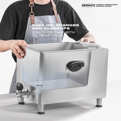NUPANT Deep Fryer with Basket and Lid Commercial Fryers with Oil Filtration and Timer 12L/12.7QT Electric Countertop Fryer Stainless Steel Single Tank Fryer for Home and Reastaurant Use 110V 1750W - Image 4