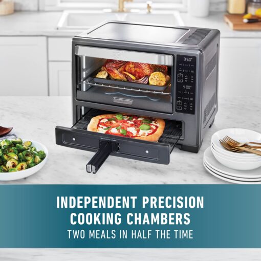 Calphalon Performance 12-in-1 Air Fry Toaster Oven with Dual Zone 12" Pizza Drawer Oven combo,Digital Precision Controls, Dark Stainless - Image 5