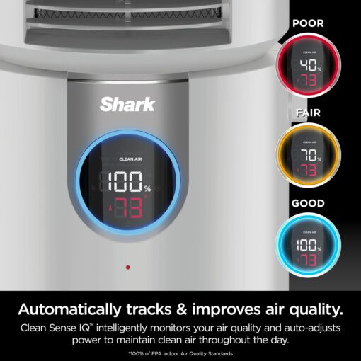 Shark 3-in-1 Clean Sense Air Purifier, Heater & Fan, HEPA Filter, 500 Sq Ft, Oscillating, Captures 99.98% of Particles for Clean Air, Dust, Smoke & Allergens, White, HC450 - Image 7