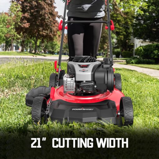 PowerSmart Gas Lawn Mower 21-Inch with 140cc Briggs and Stratton E550 Engine, High Wheels, 3-in-1 with Bagging - Image 6