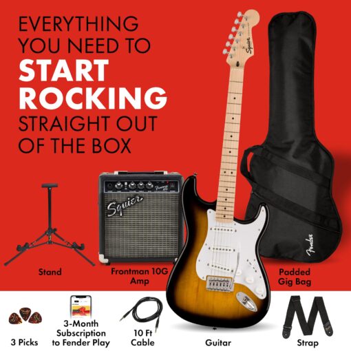 Squier Sonic Series Stratocaster Pack - 2-color Sunburst - Image 6