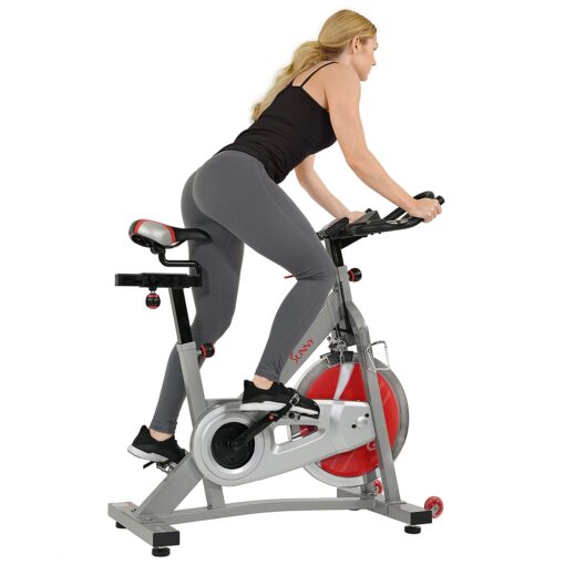 Sunny Health & Fitness Pro II Indoor Cycling Bike with Device Mount and Advanced Display – SF-B1995, Silver - Image 4