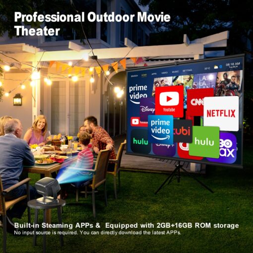 4K Smart Projector with 5G WiFi and Bluetooth 5.2, 600 ANSI Portable Projector with Built in App, 1080P Outdoor Movie Projector with 4P4D Correction, Max 220" Compatible with iPhone/Android/TV Stick - Image 4
