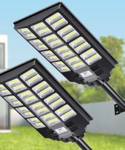 VOOJOY 8000W Solar Street Light, 2 Pack Dusk to Dawn Solar Flood Lights Outdoor with Motion Sensor and Remote Control for Yard, Parking Lot, Garage, Street