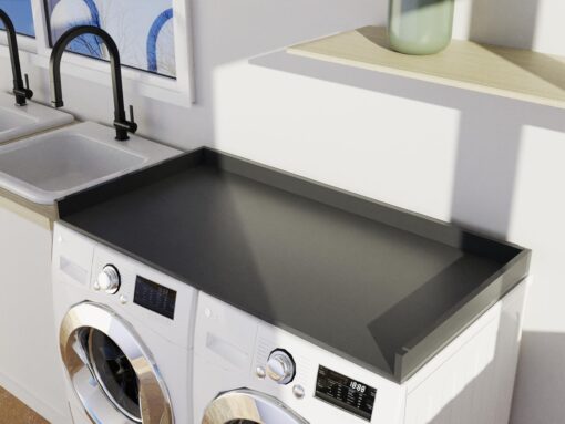 OfficeSimpli Washer Dryer Countertop, Made in USA, Non-Slip Pads, Easy Clean, Laundry Room Essentials and Decor, Washer Dryer Wood Top for Organization (Slate Grey, Standard (27.5" x 54")) - Image 2