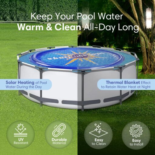 Solar Sun Rings Portable Above Ground Inground Swimming Pool Hot Tub Spa Heating Accessory Circular Heater Solar Cover, Blue (6 Pack) - Image 4
