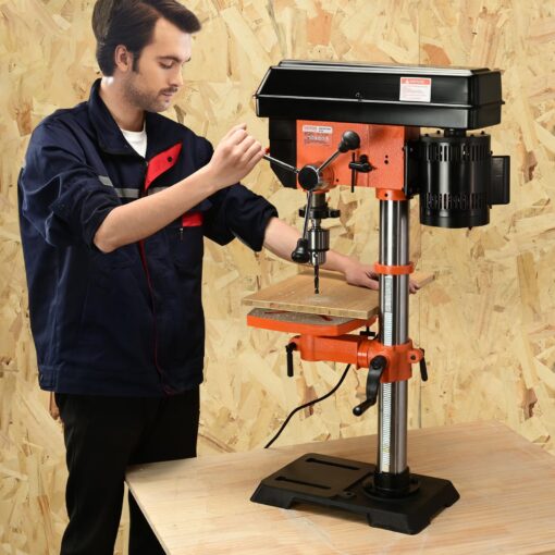 VEVOR 12 in Benchtop Drill Press, 5 Amp 120V, Variable Speed Cast Iron Bench Drill Press, 12 in Swing Distance 0-45° Tiltling Worktable with Laser Work Light, Tabletop Drilling Machine for Wood Metal - Image 13