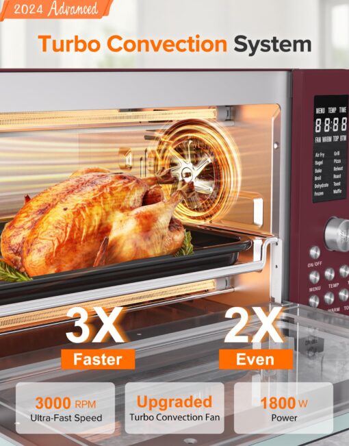 Nuwave Bravo Pro Smart Air Fryer Toaster Oven Combo, 12-in-1 Functions with Quicker & Even Crisp Technology, 1800W, 50-450°F, PFAS-Free, 21QT, Cinnamon - Image 6