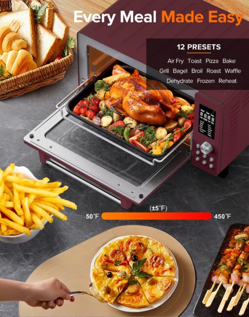 Nuwave Bravo Pro Smart Air Fryer Toaster Oven Combo, 12-in-1 Functions with Quicker & Even Crisp Technology, 1800W, 50-450°F, PFAS-Free, 21QT, Cinnamon - Image 7