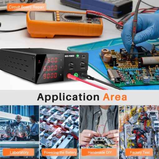 NICE-POWER DC Power Supply Variable, 15V 60A 900W High Power Bench Power Supply with Encoder Knob and Output Switch, Lab Adjustable Switching Regulated Power Supply for Repair/Test - Image 2
