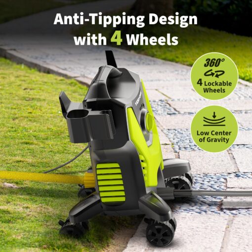 Electric Pressure Washer, 3500 PSI 2.4 GPM Power Washer with Anti-Tipping Technology, 4 Quick Connect Nozzles, Foam Cannon, Stainless Steel Lance, High Pressure Washer for Cars/Fences/Driveways/Patios - Image 7