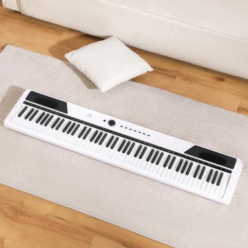 MUSTAR Digital Piano 88 Key Weighted with Stand, 88 Key Semi Weighted Keyboard Piano MEP-1400, Electric Piano Keyboard 88 Keys for Beginners, 2x25W Stereo Speakers, Case, Sustain Pedal, ABS, White - Image 9