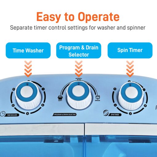 Washing Machine Portable 2-in-1 & Spin-Dryer - Convenient Top-Loading Easy Access, Energy & Water Efficient Design, Ideal for Smaller Loads - No Special Parts or Plumbing Required -2 FT Drainage Hose - Image 5